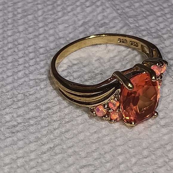 5.3ct. Natural orange sapphire gold ring - Picture 7 of 17
